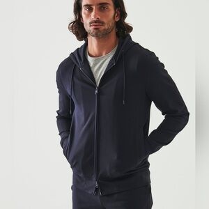 NEW Patrick Assaraf Active Full Zip Hoodie Dark Navy